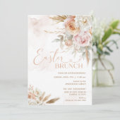 Rosa Blume Ostern Brunch Einladung (Stehend Vorderseite)