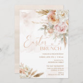 Rosa Blume Ostern Brunch Einladung (Vorne/Hinten)