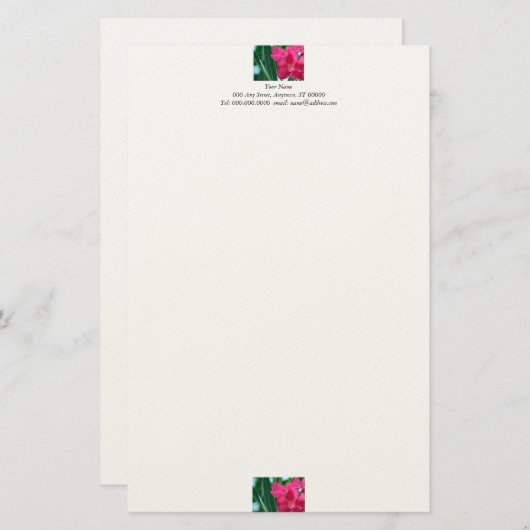 Rosa Blume Papier (Vorne/Hinten)