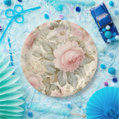 Rosa Blume Papierplatte Pappteller (Party)