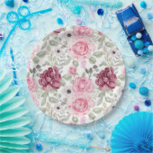 Rosa Blume Papierplatte Pappteller (Party)