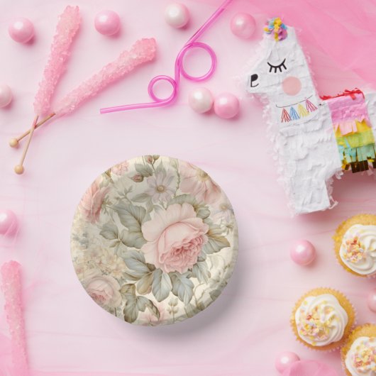 Rosa Blume Papierschale Pappteller (Party)