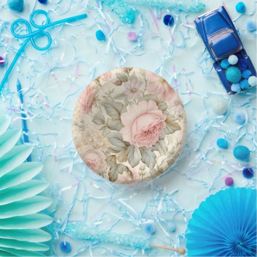 Rosa Blume Papierschale Pappteller (Party)