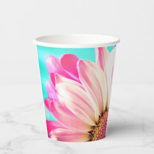Rosa Blume Pappbecher (Vorderseite)
