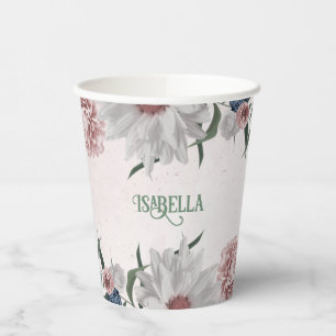 Rosa Blume Pappbecher