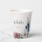 Rosa Blume Pappbecher (Rückseite)