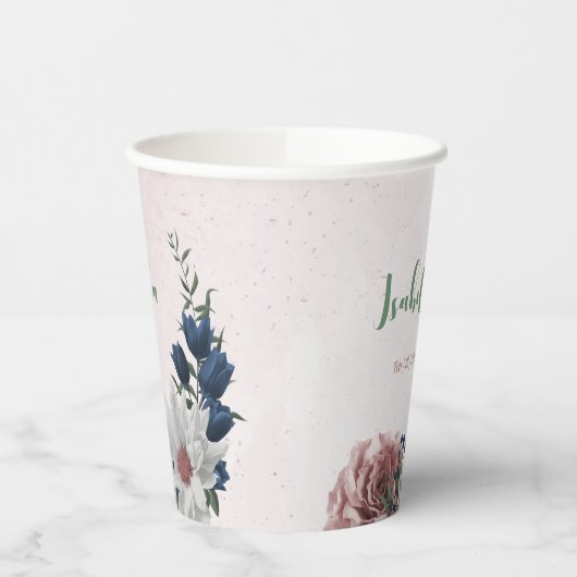 Rosa Blume Pappbecher (Links)