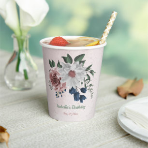 Rosa Blume Pappbecher