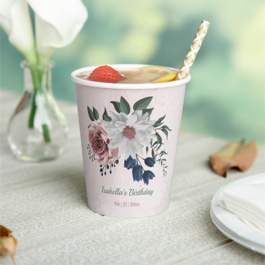 Rosa Blume Pappbecher (In Situ)