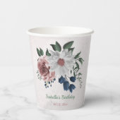 Rosa Blume Pappbecher (Rückseite)