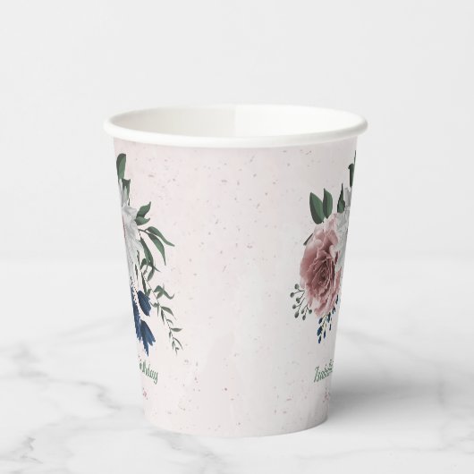 Rosa Blume Pappbecher (Links)