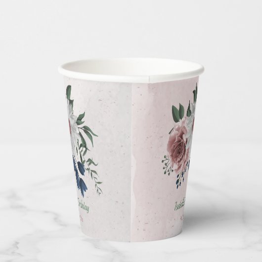 Rosa Blume Pappbecher (Rechts)