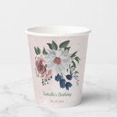 Rosa Blume Pappbecher (Vorderseite)