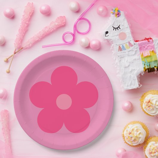 Rosa Blume Pappteller (Party)