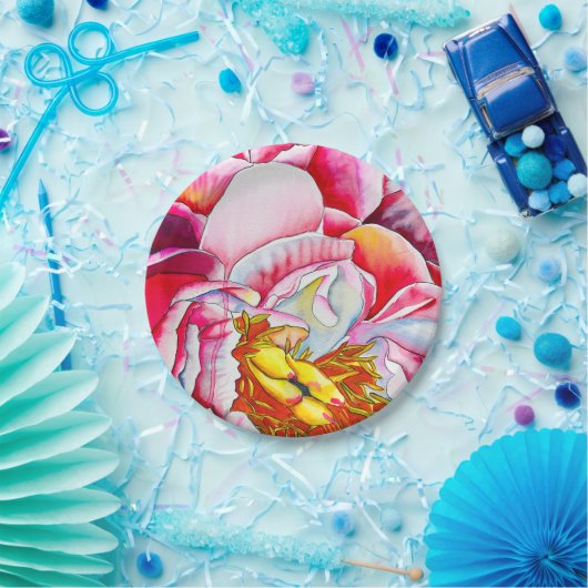 Rosa Blume Pappteller (Party)