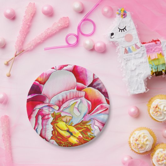 Rosa Blume Pappteller (Party)