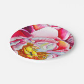 Rosa Blume Pappteller (Schrägansicht)