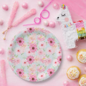 Rosa Blume Pappteller (Party)