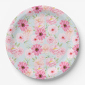 Rosa Blume Pappteller (Vorderseite)