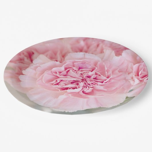 Rosa Blume Pappteller (Schrägansicht)