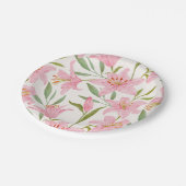 Rosa Blume Pappteller (Schrägansicht)