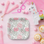 Rosa Blume Pappteller (Party)