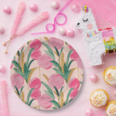 Rosa Blume Pappteller (Party)