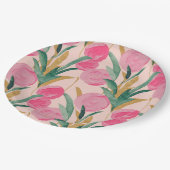 Rosa Blume Pappteller (Schrägansicht)