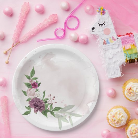 Rosa Blume Pappteller (Party)