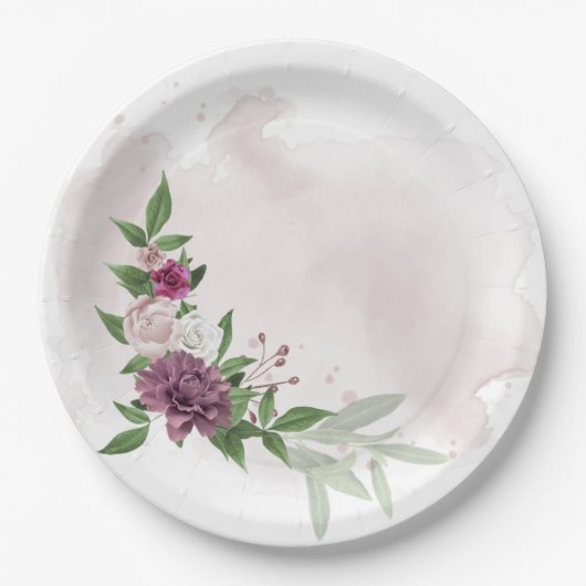 Rosa Blume Pappteller (Vorderseite)