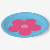 Rosa Blume Pappteller (Schrägansicht)