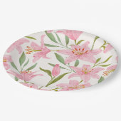 Rosa Blume Pappteller (Schrägansicht)