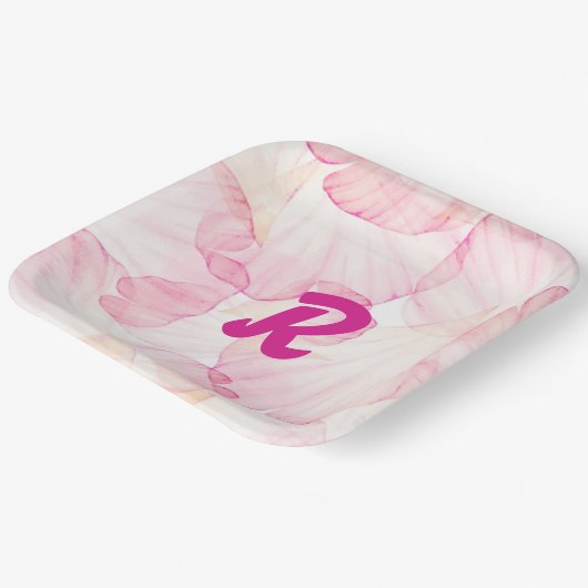 Rosa Blume Party Pappteller (Gewinkelt)