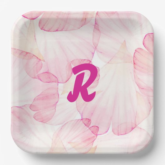 Rosa Blume Party Pappteller (Vorderseite)