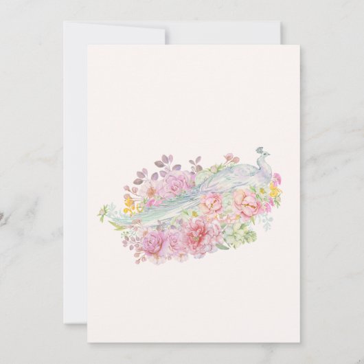 Rosa Blume Peacock Kinderdusche Einladung (Rückseite)