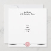 Rosa Blume Pearl Fabulous 40. Geburtstag Einladung (Rückseite)