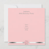 Rosa Blume Pearl Fabulous 40. Geburtstag Einladung (Rückseite)