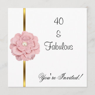 Rosa Blume Pearl Fabulous 40. Geburtstag Einladung