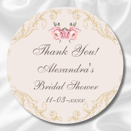 Rosa Blume Peony Vintag Brautparty Danke Runder Aufkleber