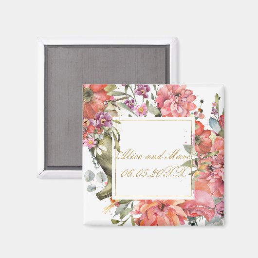 Rosa Blume PERSONALISIEREN Magnet (Vorderseite/Rückseite)