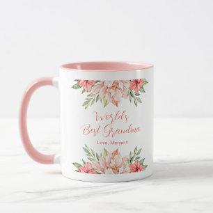 Rosa Blume Personalisiert das beste Oma der Welt Tasse