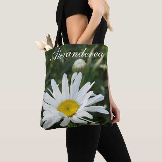 Rosa Blume personalisiert mit Name Braun & Datum Tasche (Von Nahem)