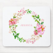 Rosa Blume Personalisiert Mousepad (Vorne)