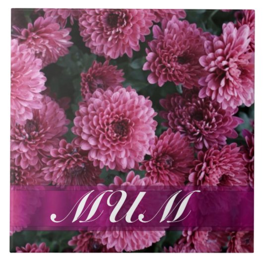 Rosa Blume personalisiert Mutter Fliese (Vorderseite)