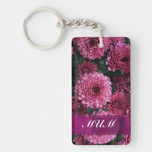 Rosa Blume personalisiert Mutter Schlüsselanhänger (Vorderseite)
