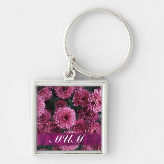 Rosa Blume personalisiert Mutter Schlüsselanhänger (Vorne)