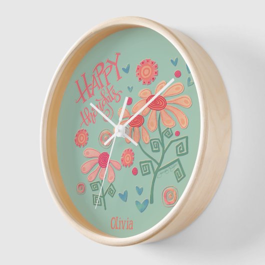 Rosa Blume Personalisiert Name Inspirivity Clock Uhr (Winkel)