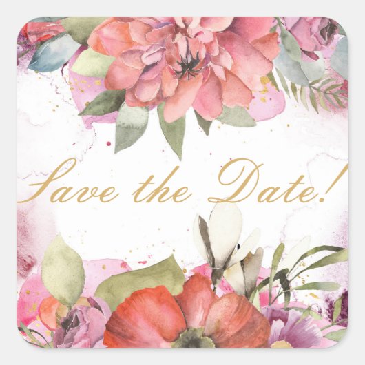 Rosa Blume PERSONALISIERT Quadratischer Aufkleber (Vorderseite)