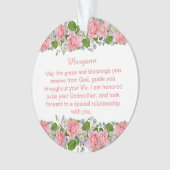 Rosa Blume Personalisierte Godtochter Taufe Ornament (Vorderseite)