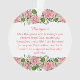 Rosa Blume Personalisierte Godtochter Taufe Ornament